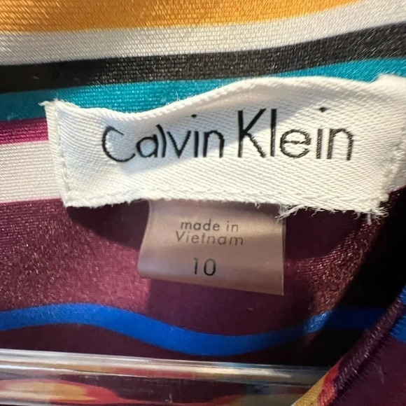 Calvin Klein A Line Striped Multicolor Dress Size 10 - Picture 5 of 16